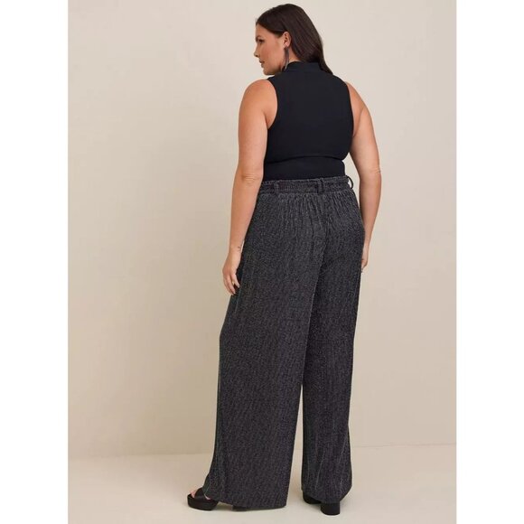 Torrid Pull-On Wide Leg Stretch Lurex High-Rise Pant in Glitter Stripe sz Large - Picture 2 of 10